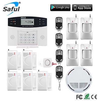 LCD Display Wireless GSM Alarm System Russian and English Spanish French voice SMS and Smoke Sensor Home Security Alarm System Kits A4 - Tophatter Daily Deals