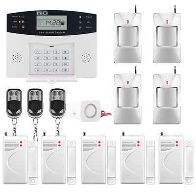 LCD Display Wireless GSM Alarm System Russian and English Spanish French voice SMS and Smoke Sensor Home Security Alarm System Kits A5 - Tophatter Daily Deals