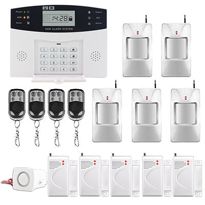 LCD Display Wireless GSM Alarm System Russian and English Spanish French voice SMS and Smoke Sensor Home Security Alarm System Kits T554 - Tophatter Daily Deals