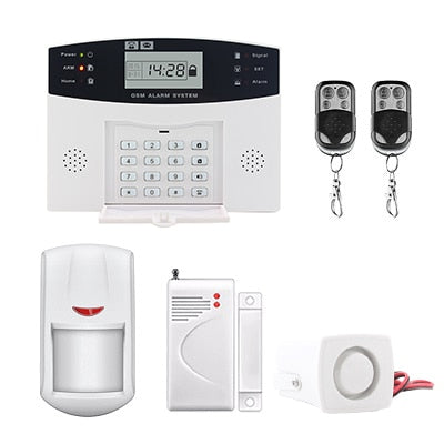 LCD Display Wireless GSM Alarm System Russian and English Spanish French voice SMS and Smoke Sensor Home Security Alarm System Kits B1 - Tophatter Daily Deals
