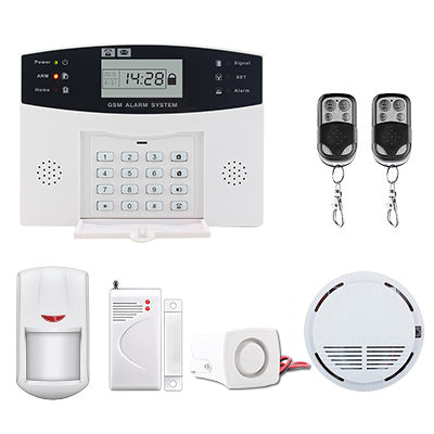 LCD Display Wireless GSM Alarm System Russian and English Spanish French voice SMS and Smoke Sensor Home Security Alarm System Kits B3 - Tophatter Daily Deals