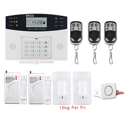 LCD Display Wireless GSM Alarm System Russian and English Spanish French voice SMS and Smoke Sensor Home Security Alarm System Kits C2 - Tophatter Daily Deals