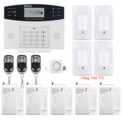 LCD Display Wireless GSM Alarm System Russian and English Spanish French voice SMS and Smoke Sensor Home Security Alarm System Kits C4 - Tophatter Daily Deals