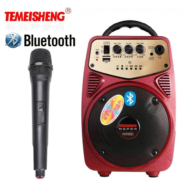 High Power Bluetooth Loudspeaker Wireless Microphone Amplifier Portable Speaker Lithium Battery Support TF Card USB Play Column Red - Tophatter Daily Deals