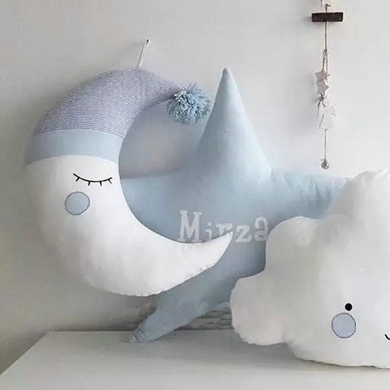 Moon Star Pillow Plush Cushion Smile With Hat Outer Space - Tophatter Daily Deals