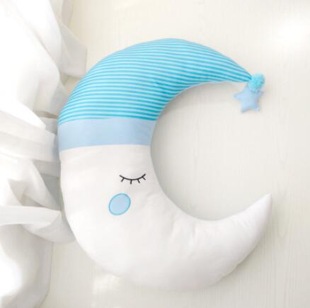 Moon Star Pillow Plush Cushion Smile With Hat 70cm x 70cm Blue Outer Space - Tophatter Daily Deals
