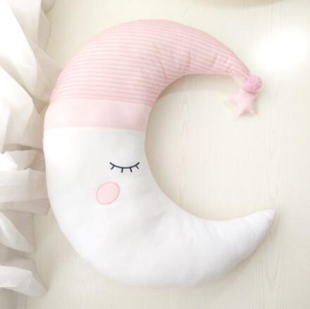 Moon Star Pillow Plush Cushion Smile With Hat 70cm x 70cm Pink Outer Space - Tophatter Daily Deals