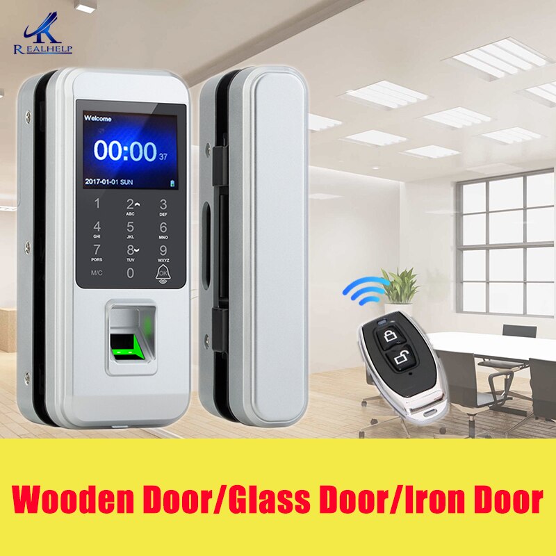 Fingerprint Electronic Door Lock Glass DoorLlock Universal Smart Door Lock Fingerprint Touch Lock Anti-theft Lock - Tophatter Daily Deals