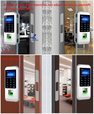 Fingerprint Electronic Door Lock Glass DoorLlock Universal Smart Door Lock Fingerprint Touch Lock Anti-theft Lock Red Bronze - Tophatter Daily Deals