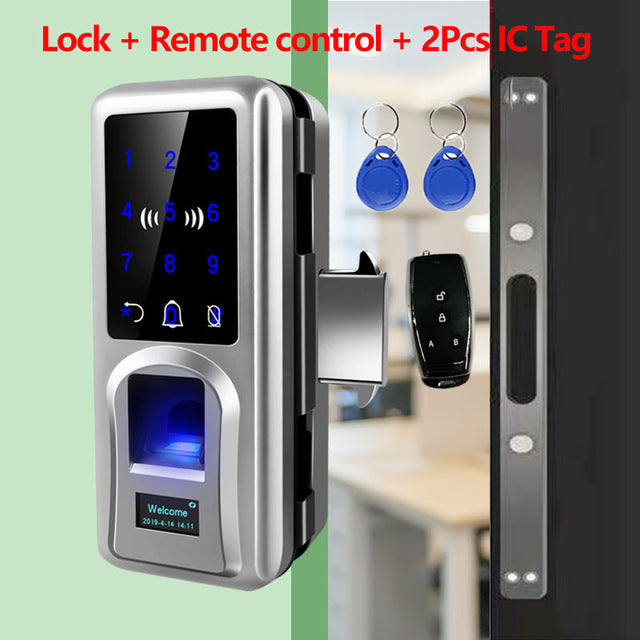 Sliding Door Fingerprint Lock Glazing Smart Door Lock Remote Touch Screen Doorbell Office Single Double Glass Door Single Door - Tophatter Daily Deals
