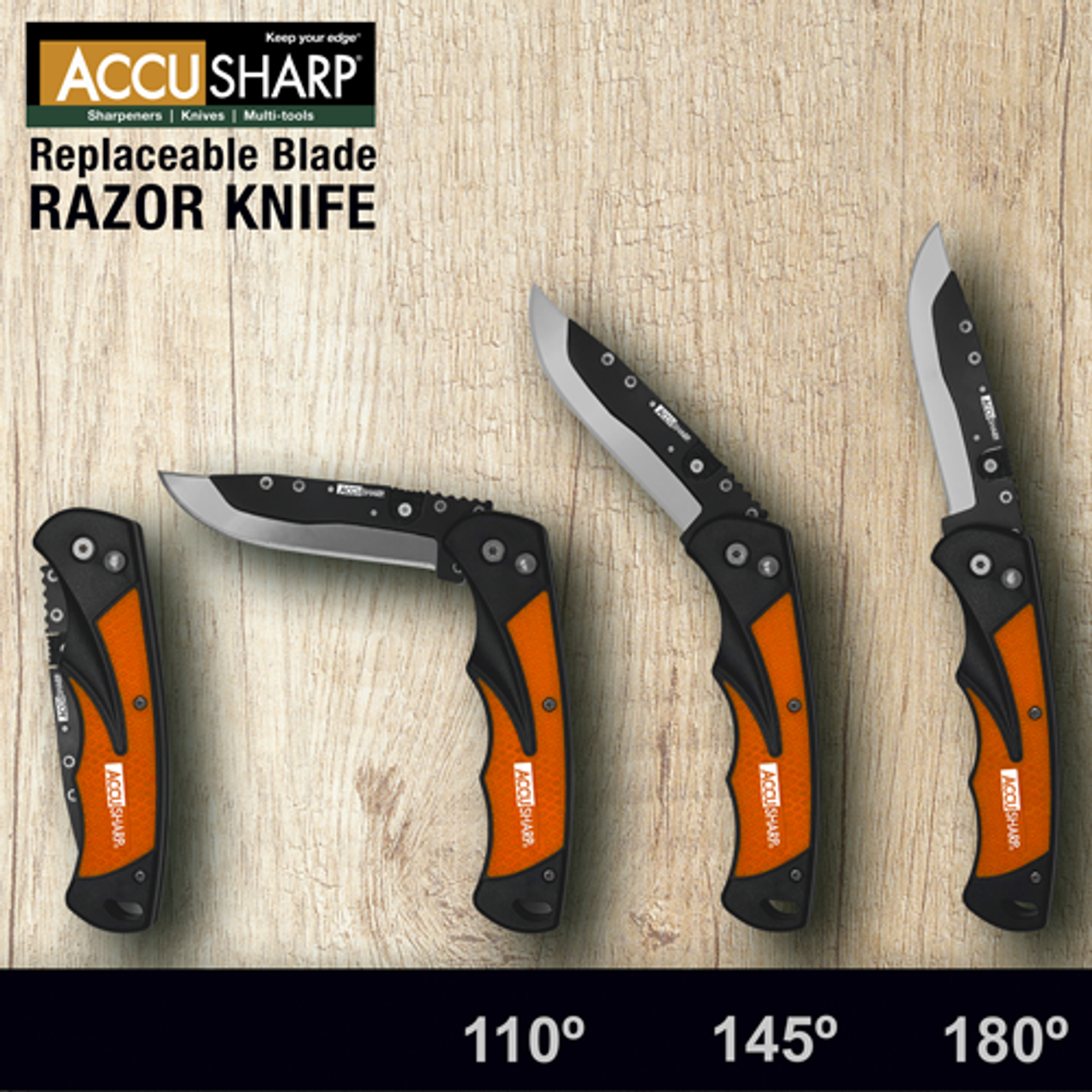 ACCUSHARP RAZOR KNIFE + 2 REPLACEMENT BLADES - Tophatter's Army Deals KNIVES - Tophatter Daily Deals