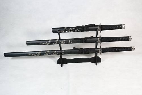 "Ryouma" Triple Set Display Katana (Straight Blade) Sword - Tophatter Daily Deals