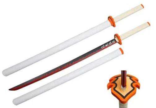Demon Slayer - Kyojuro Rengoku Nichirin Katana With Sheath - Cosplay Safe Foam Katana - Tophatter Daily Deals