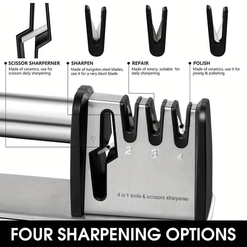 Professional 4-Stage Knife Sharpener Tool Kitchen Tools & Gadgets - Tophatter Daily Deals
