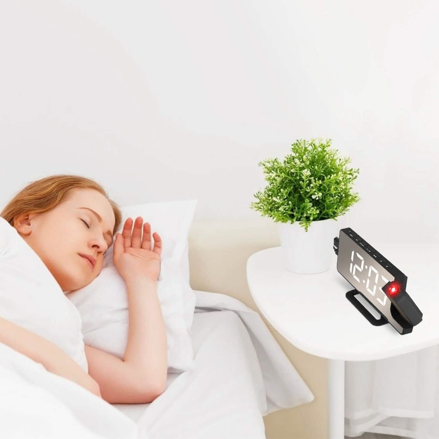 Projection Alarm Clock LED Digital Alarm Clock with Dual Alarms Snooze Household Appliances - Tophatter Daily Deals