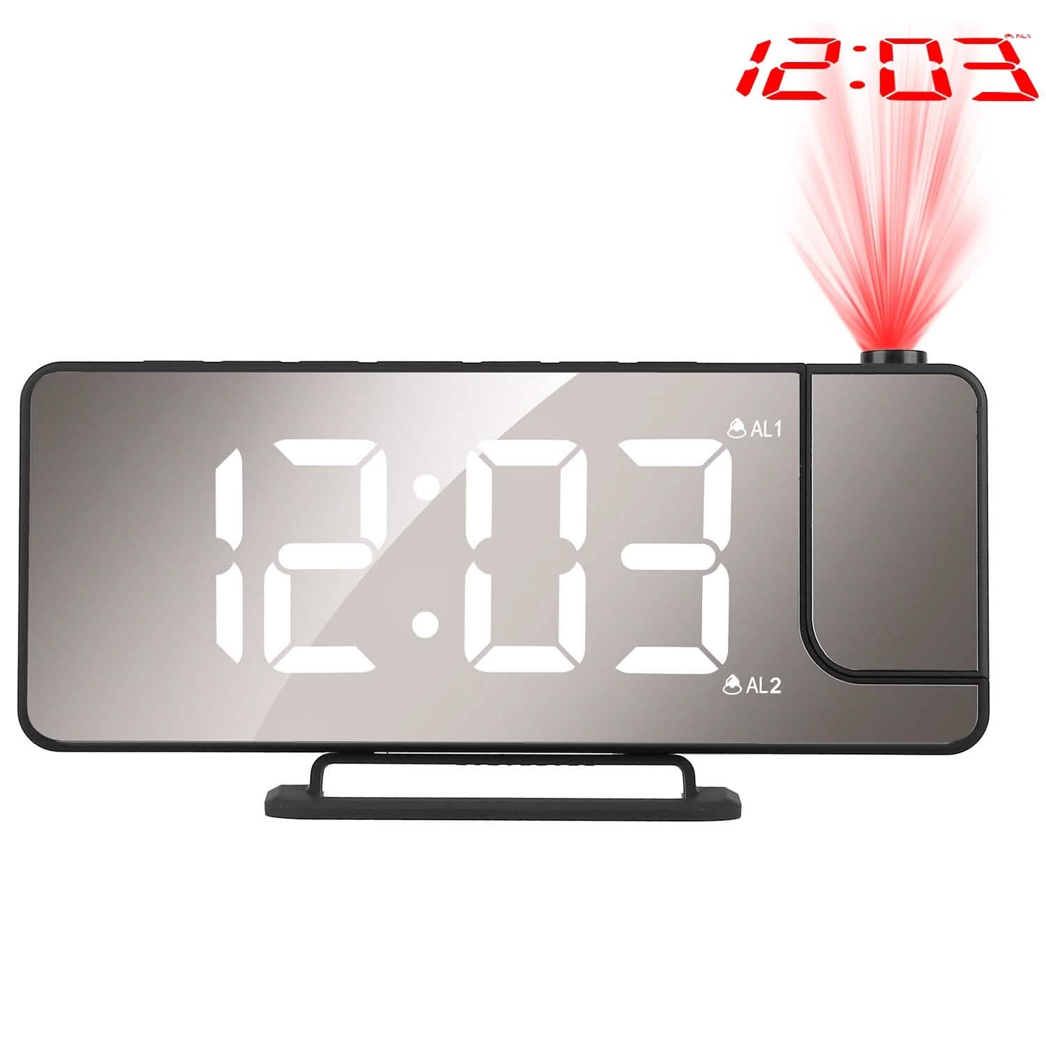 Projection Alarm Clock LED Digital Alarm Clock with Dual Alarms Snooze Household Appliances - Tophatter Daily Deals