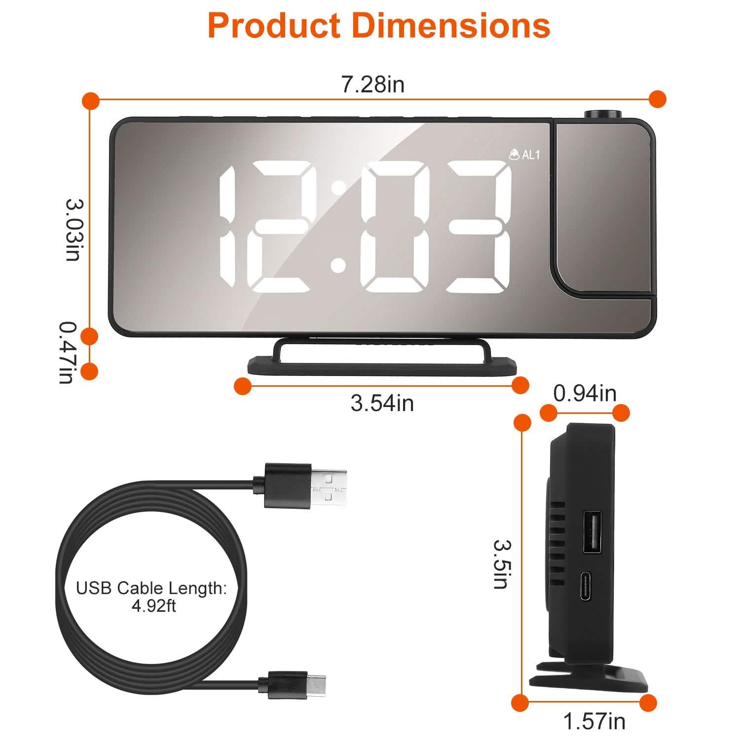 Projection Alarm Clock LED Digital Alarm Clock with Dual Alarms Snooze Household Appliances - Tophatter Daily Deals