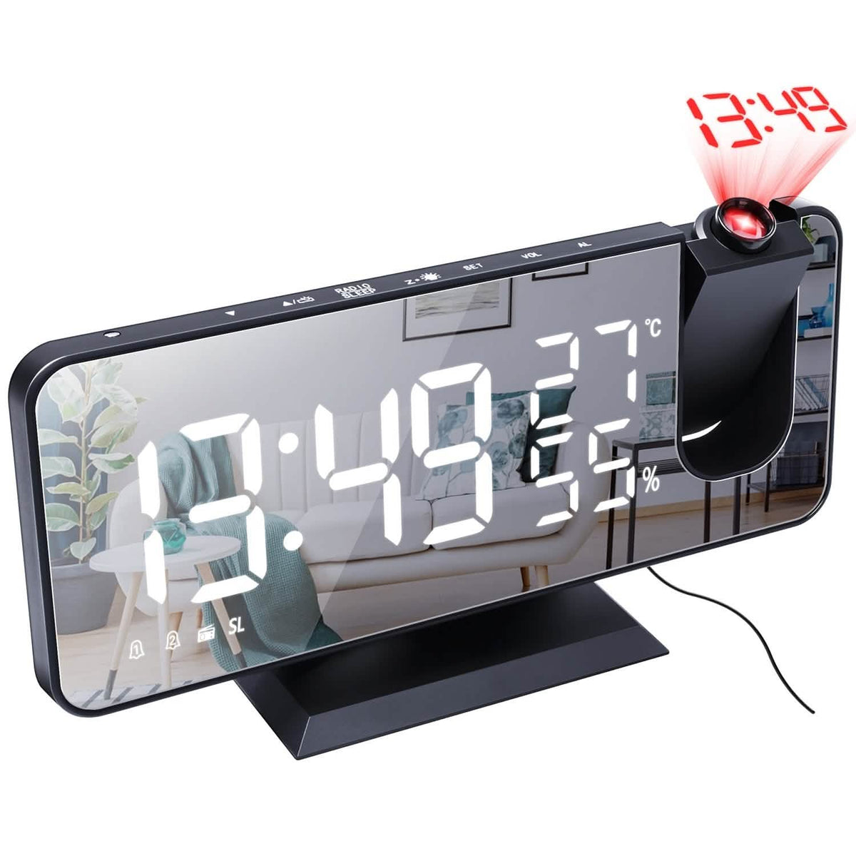 Projection Alarm Clock with Radio Function Household Appliances - Tophatter Daily Deals