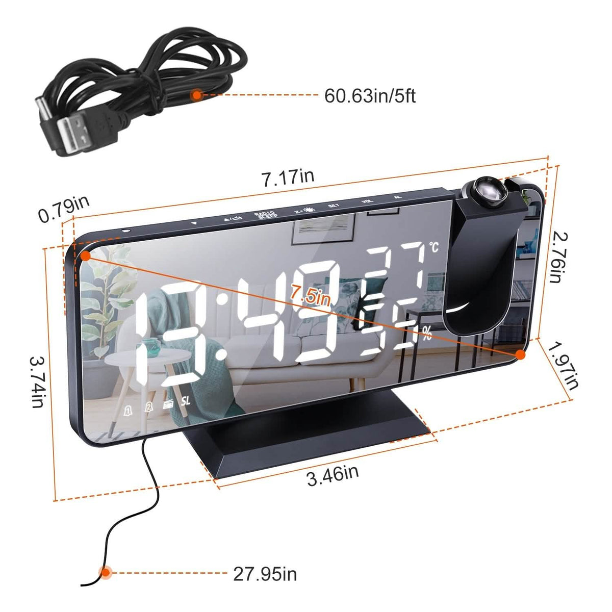 Projection Alarm Clock with Radio Function Household Appliances - Tophatter Daily Deals