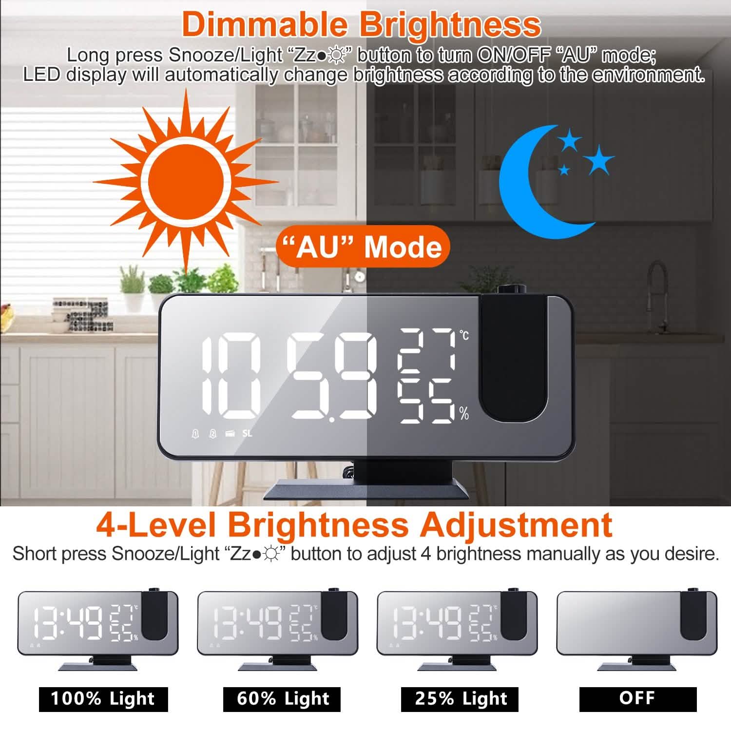 Projection Alarm Clock with Radio Function Household Appliances - Tophatter Daily Deals