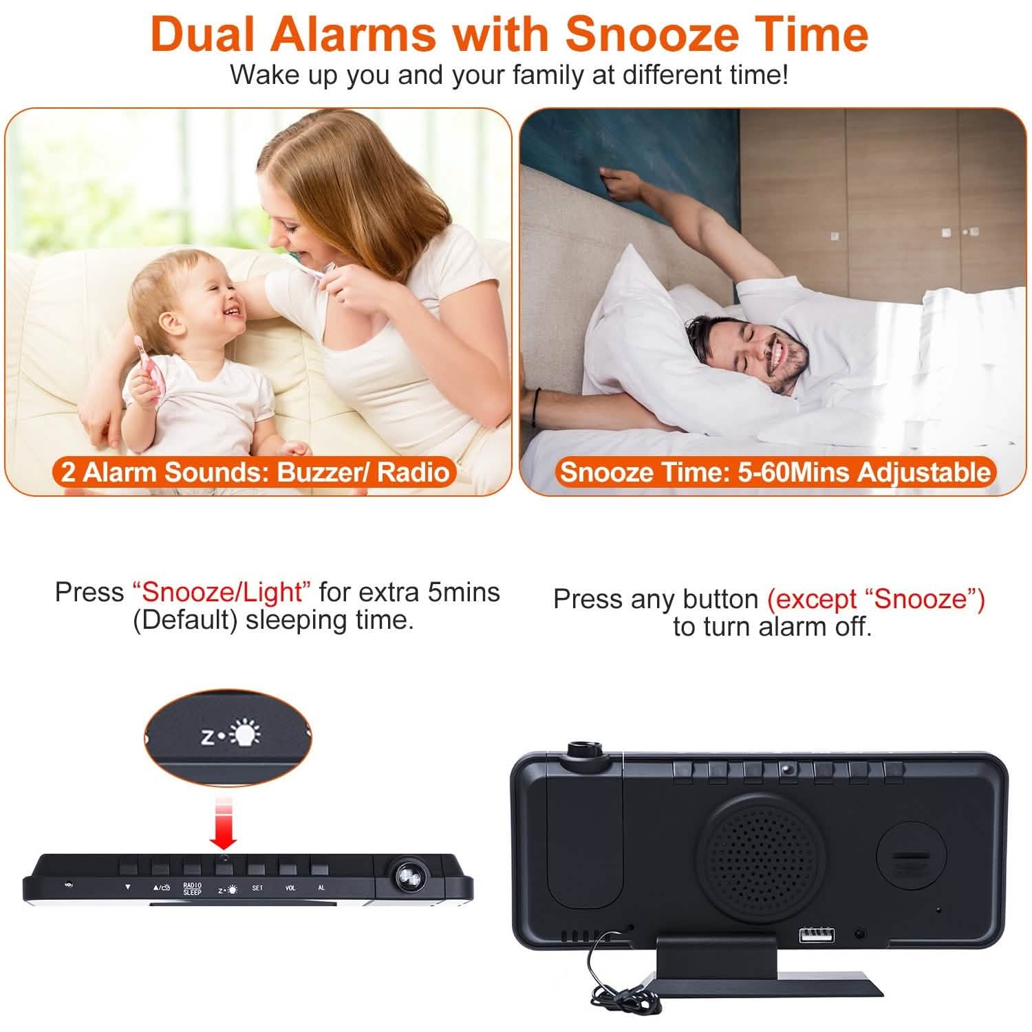 Projection Alarm Clock with Radio Function Household Appliances - Tophatter Daily Deals