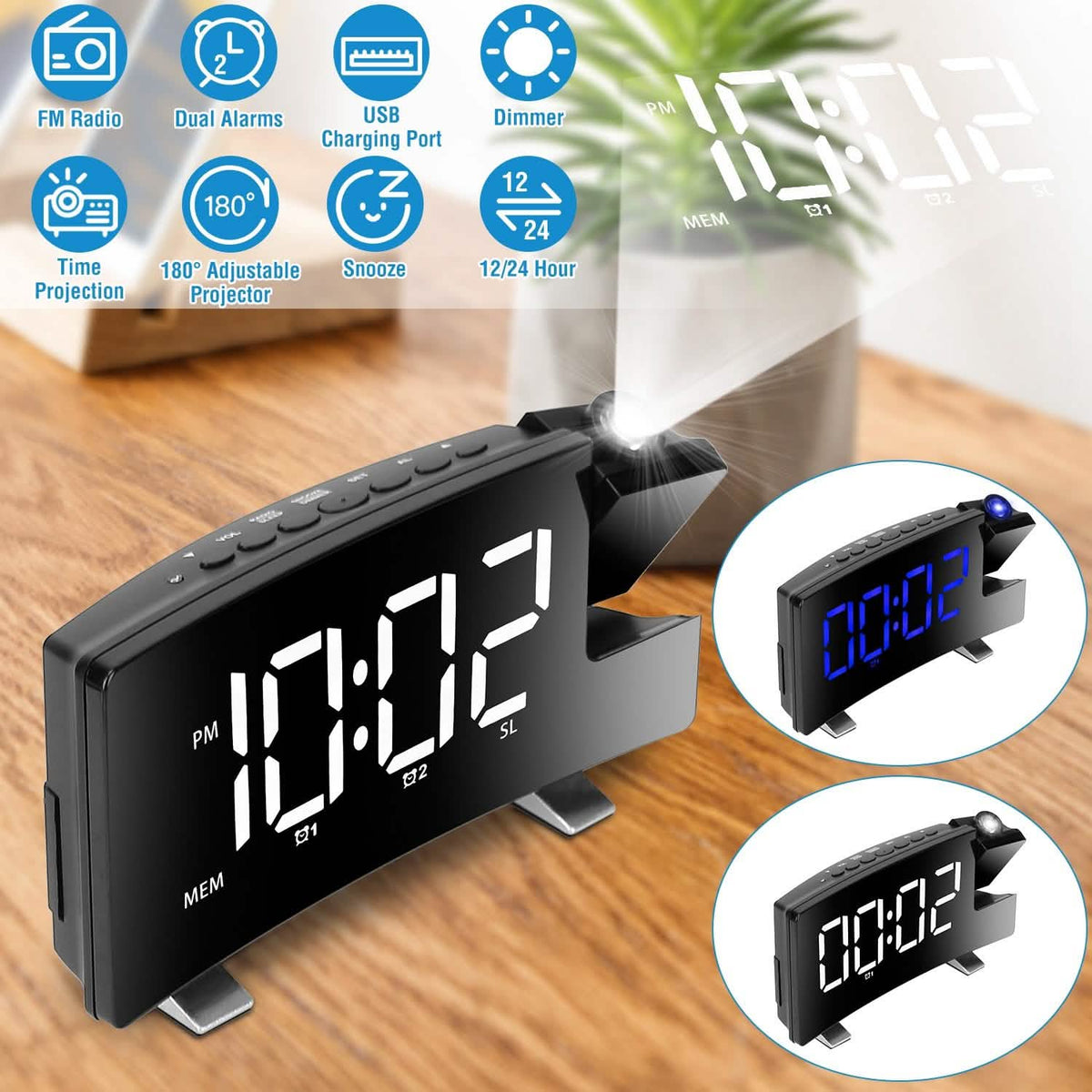 Projection Alarm Clock with Radio Household Appliances - Tophatter Daily Deals