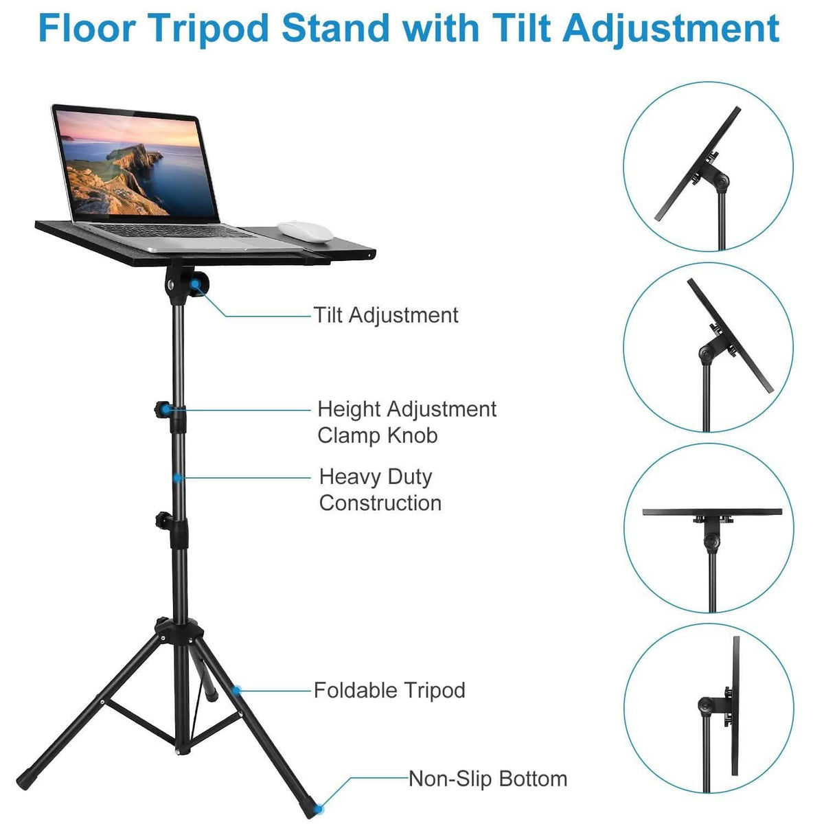 Projector Tripod Stand Folding with Height Tilt Adjustment Computer Accessories - Tophatter Daily Deals