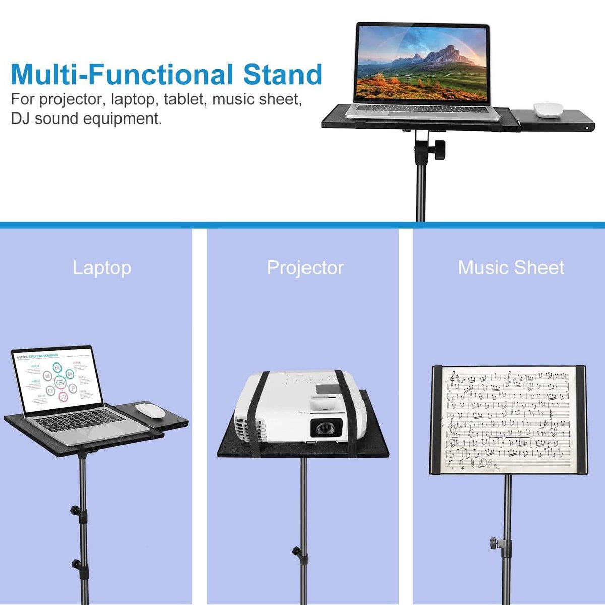 Projector Tripod Stand Folding with Height Tilt Adjustment Computer Accessories - Tophatter Daily Deals