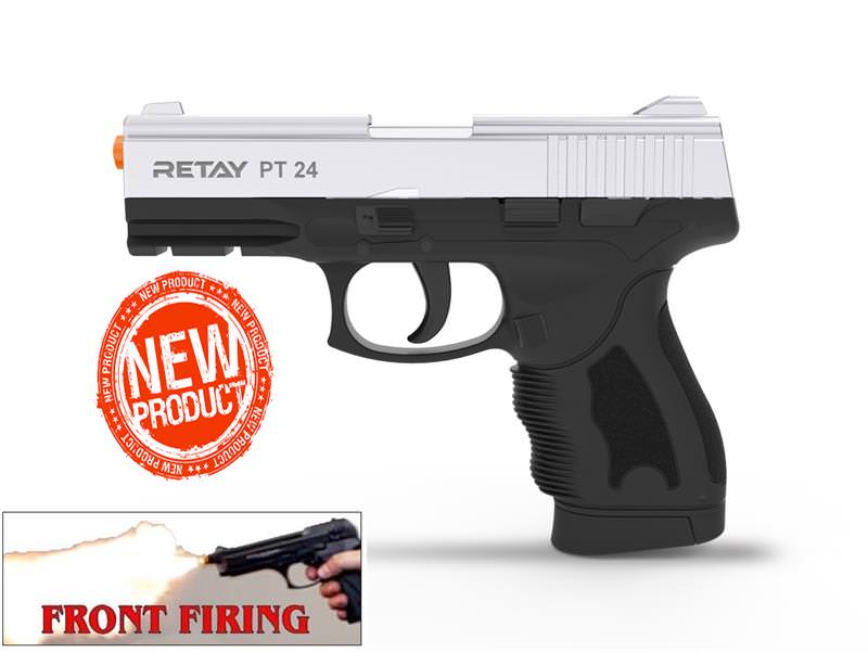 Retay 9MM P 24 Model Front Firing Blank Gun Chrome Finish - Tophatter's Guns'N'Weapons Store Collectible Weapons - Tophatter Daily Deals