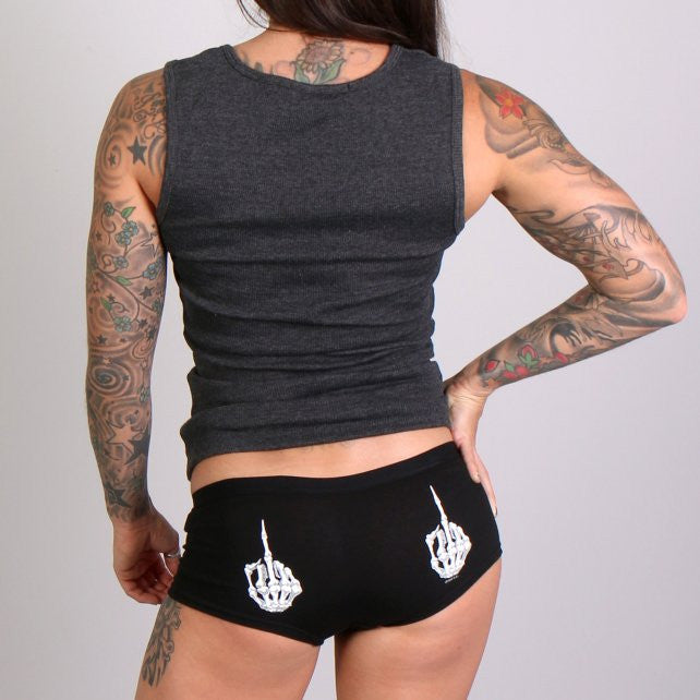 Hot Leathers Skeleton Middle Finger Biker Boy Shorts Boy Shorts - Tophatter Daily Deals