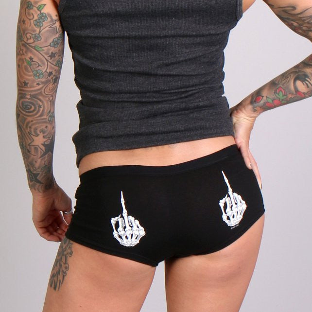 Hot Leathers Skeleton Middle Finger Biker Boy Shorts Boy Shorts - Tophatter Daily Deals