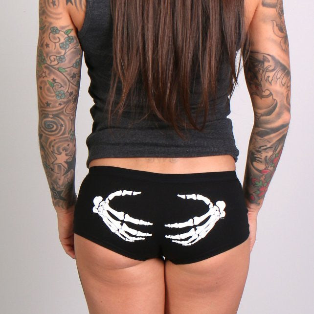 Hot Leathers Skeleton Hands Ladies Boy Shorts Boy Shorts - Tophatter Daily Deals