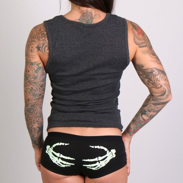 Hot Leathers Glow In The Dark Skeleton Hands Ladies Boy Shorts Boy Shorts - Tophatter Daily Deals