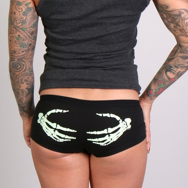 Hot Leathers Glow In The Dark Skeleton Hands Ladies Boy Shorts Boy Shorts - Tophatter Daily Deals