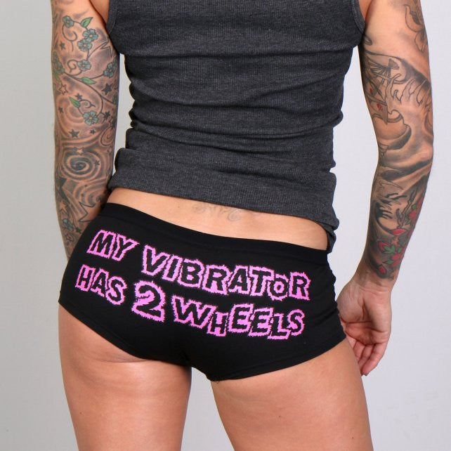 Hot Leathers My Vibrator Has Two Wheels Funny Boy Shorts Boy Shorts - Tophatter Daily Deals
