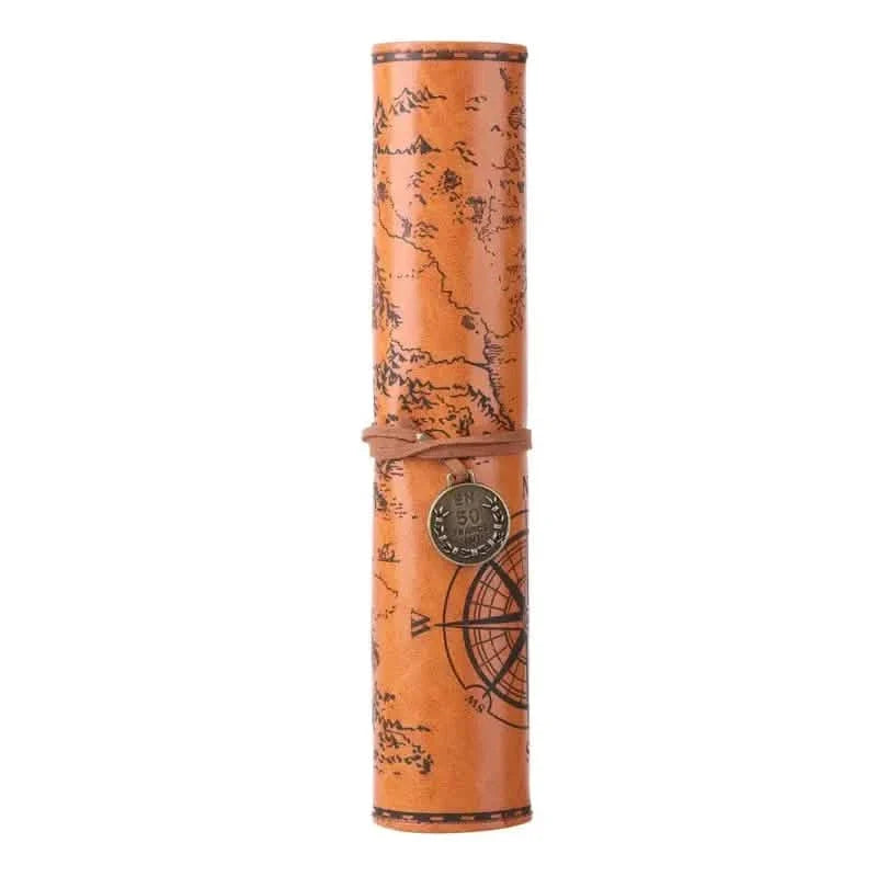 PU Leather Rollup Pen Bag Vintage Creative Map Pencil Case Brown School, Office & Art Supplies - Tophatter Daily Deals