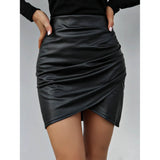 PU Wrap Hem Bodycon Skirt L Women's Bottoms - Tophatter Daily Deals