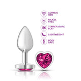 Cheeky Charms Silver Metal Butt Plug with Heart Pink Jewel Small > Anal Range > Jewel Butt Plugs - Tophatter Daily Deals