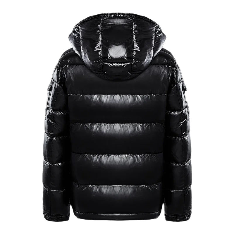 Insulated Men's Puffer Jacket – Detachable Hood, Glossy Shell - Tophatter Daily Deals