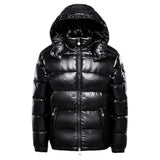 Insulated Men's Puffer Jacket – Detachable Hood, Glossy Shell Black - Tophatter Daily Deals