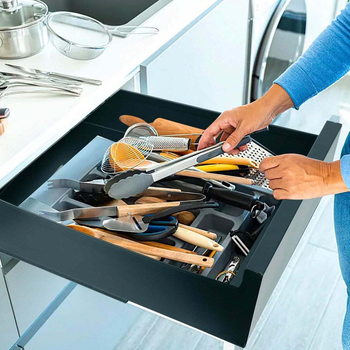 Pull Out Cabinet Organizer Carbon Steel Quiet Slide Rails Kitchen Storage - Tophatter Daily Deals