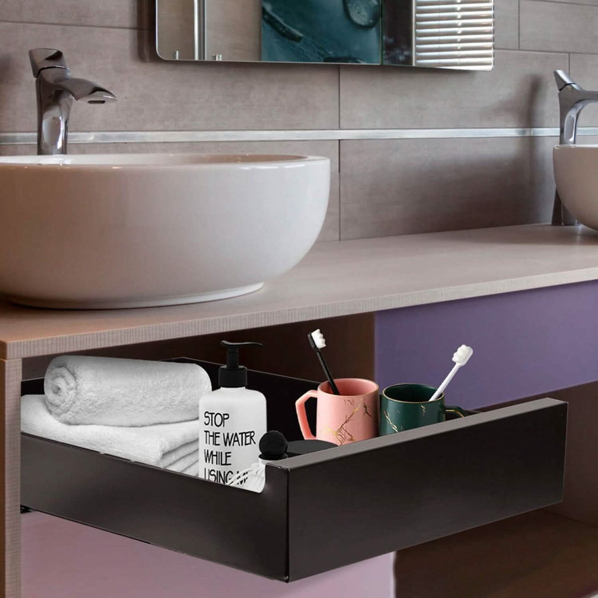 Pull Out Cabinet Organizer Carbon Steel Quiet Slide Rails Kitchen Storage - Tophatter Daily Deals
