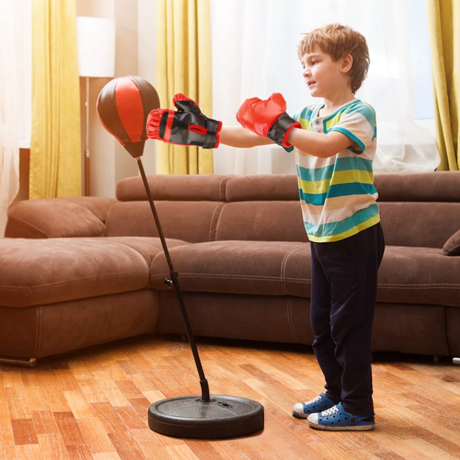 Punching Bag For Kids Junior Boxing Set with Boxing Gloves Outdoor Recreation - Tophatter Daily Deals