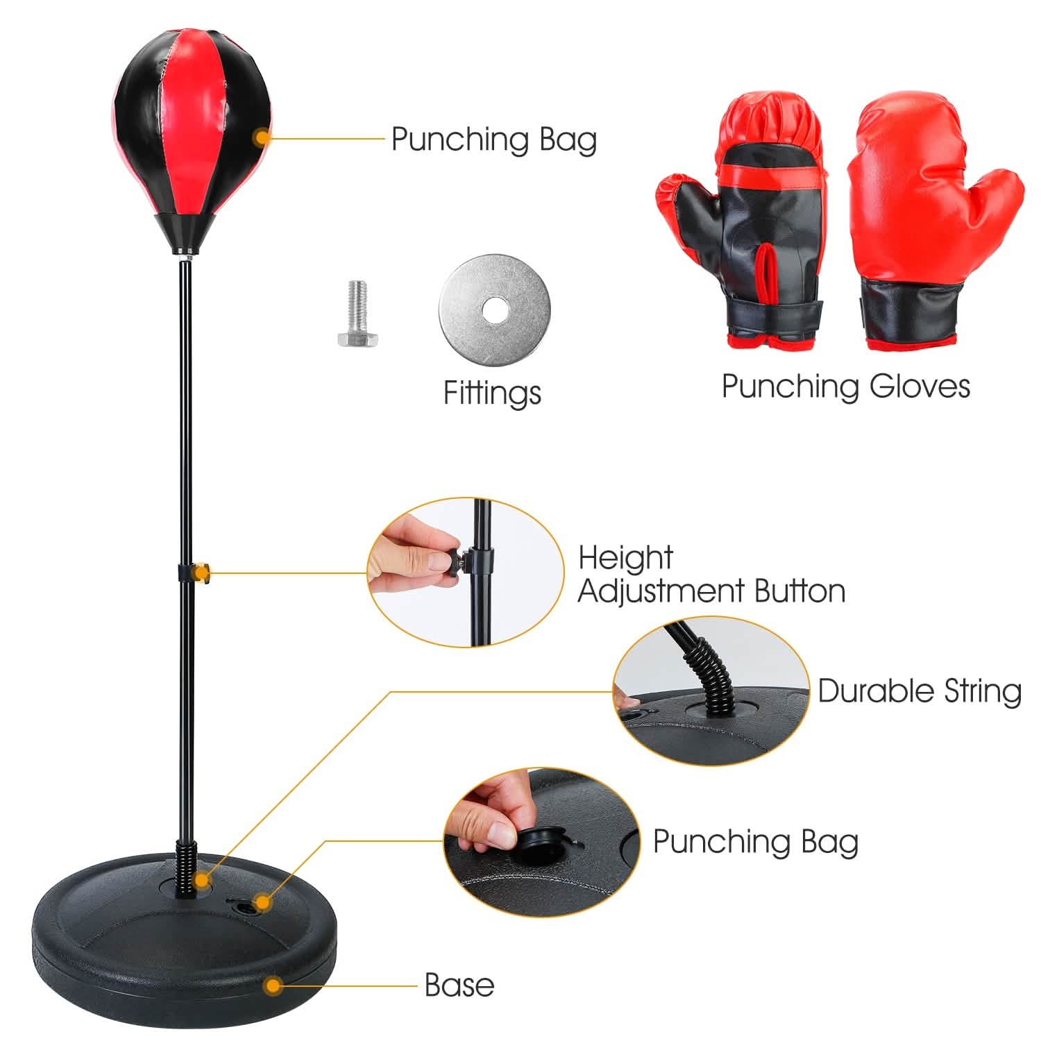 Punching Bag For Kids Junior Boxing Set with Boxing Gloves Outdoor Recreation - Tophatter Daily Deals