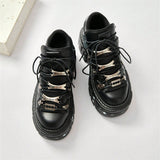 Black rock metal lace-up high-heeled platform shoes Heel Shoes - Tophatter Daily Deals