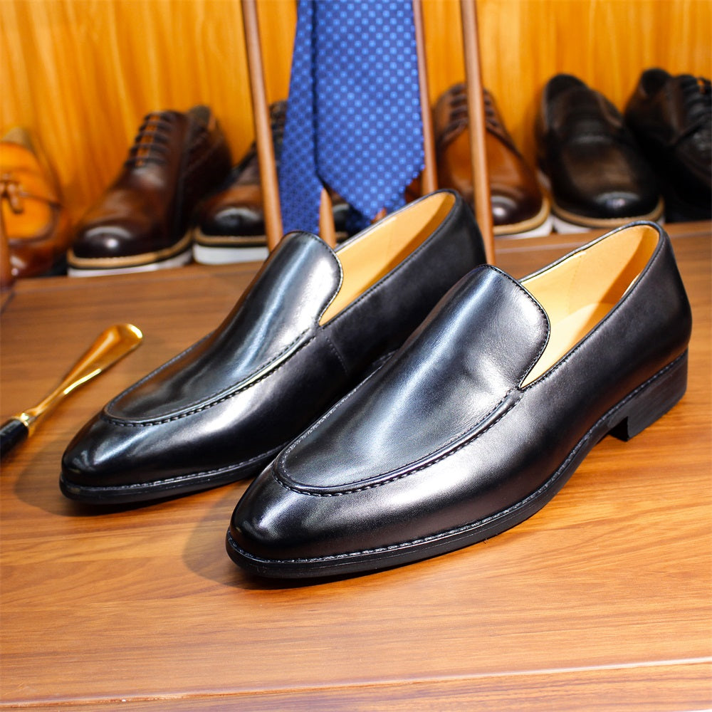 Pure Style Genuine Leather Men Loafers Pointed Toe Leather Shoes - Tophatter Daily Deals