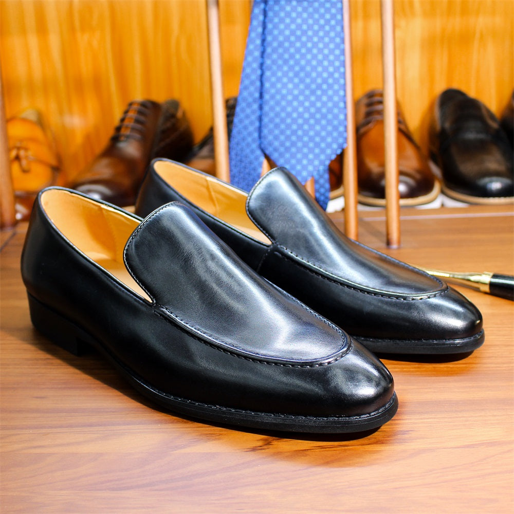 Pure Style Genuine Leather Men Loafers Pointed Toe Leather Shoes - Tophatter Daily Deals