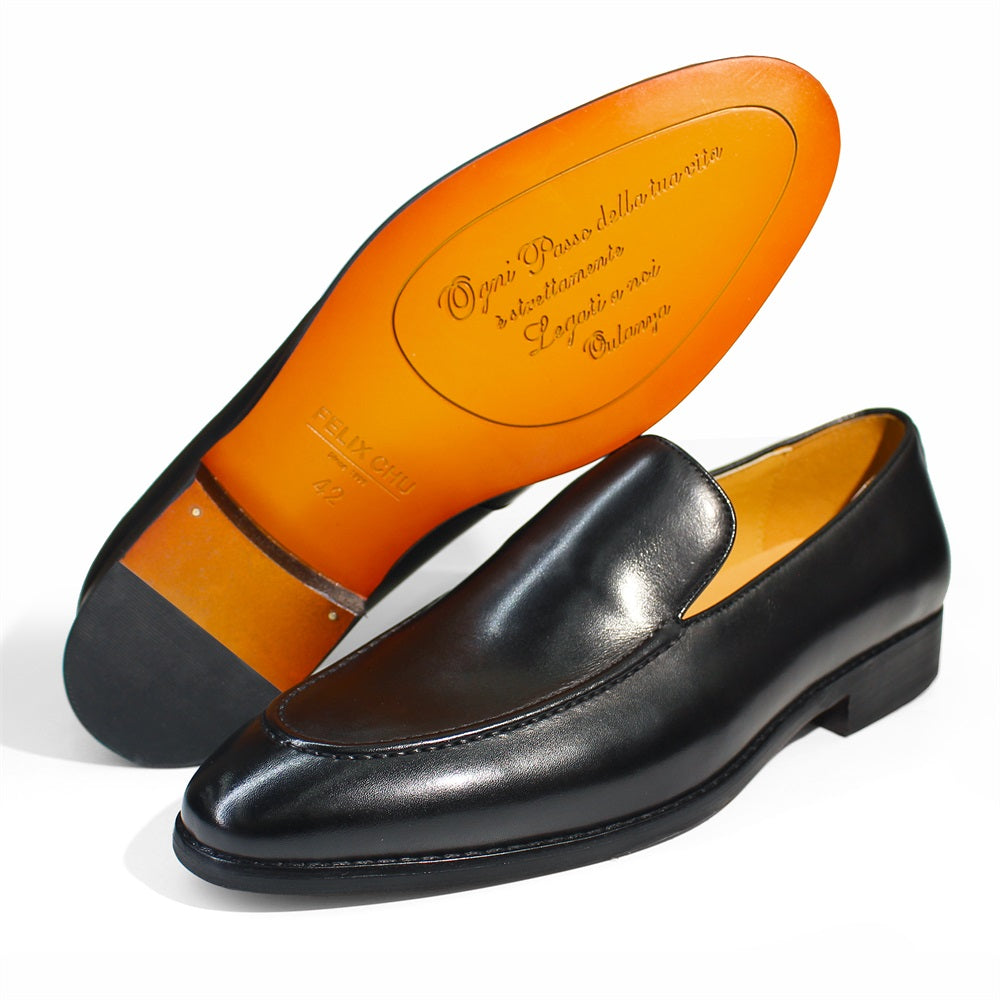 Pure Style Genuine Leather Men Loafers Pointed Toe Leather Shoes - Tophatter Daily Deals