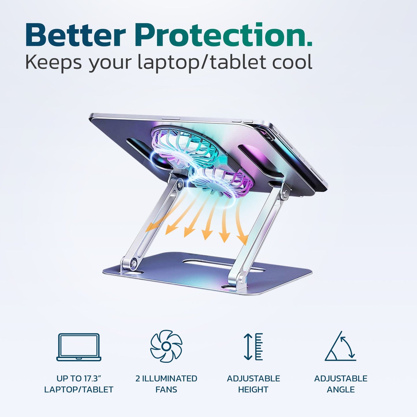 Purely C50 Laptop Cooling Adjustable Stand with Fans Cooling Pad - Tophatter Daily Deals