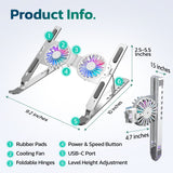 Purely F82 Adjustable Laptop Stand Laptop Cooling Pad Fan Ergonomic Foldable Laptop Holder Cooling Pad - Tophatter Daily Deals